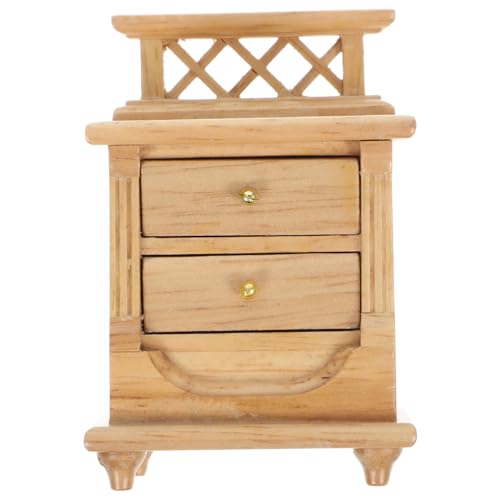 Gatuida Miniatur Holz Nachttisch Modell Handgefertigte Kleine Doppelstöckige Kommode Miniatur Puppenhaus Möbel für Puppenschrank und Mini Haus Dekoration von Gatuida