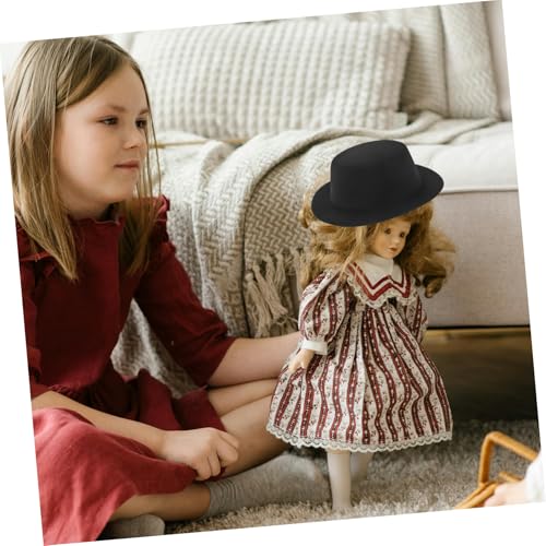Gatuida Miniatur Puppenhut Baumwolle Schwarzer Top Hut Kleine Puppe Hut für DIY Cosplay Party Dekoration und Plüschpuppen Zubehör von Gatuida