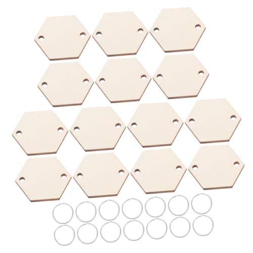 Gatuida Multifunktionale Sechseckige Holzanhänger mit Ringen Handgefertigte Dekorationen zum Basteln Gravierbare Holzscheiben für DIY Schmuck und Wohnaccessoires von Gatuida