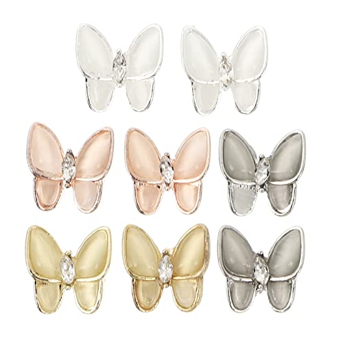 Gatuida Nail Art Dekoration Glitzernde Schmetterlings Zirkonia Nagelstuds in Gold Roségold Silber und Selbstklebende Maniküre Charms für DIY Nageldesign und Besondere Anlässe von Gatuida