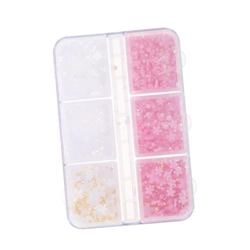 Gatuida Nail Charms mit Delikaten Fünfblättrigen Blumen Resin Nageldekorationen Fach Aufbewahrungsbox Mix für Nageldesign Zubehör und Maniküre Kreative DIY Nailart Accessoires von Gatuida