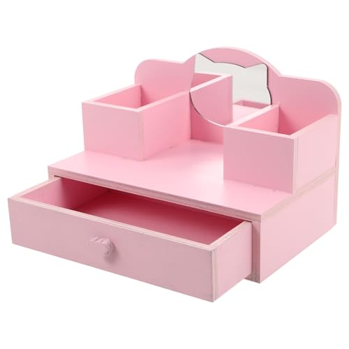 Gatuida Puppenhaus Schminktisch mit Spiegel und Schublade 1/12 Miniatur Schminkmöbel Holz Schminktisch Puppenschlafzimmer Kommode von Gatuida