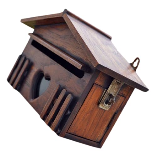 Gatuida Retro Holzbriefkasten für Wandmontage Wetterfeste Kreative Holz Villa Briefkasten mit Großem Fassungsvermögen Einfacher Installation Sicherer Posthalter für Briefe und Vorschläge von Gatuida