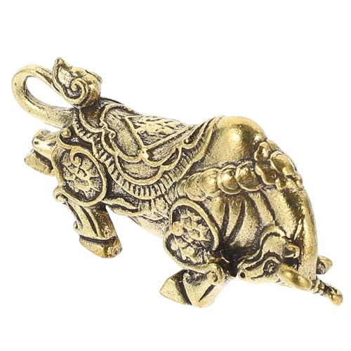 Gatuida Retro Schlüsselanhänger aus Messing Dekorativer Anhänger mit Vintage Patina Robustes Zodiak Büffel Ornament für Schreibtisch und Wohnraumdekoration Einzigartiges Kunsthandwerk von Gatuida