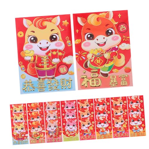 Gatuida Rote Umschläge Jahr Des Pferdes Chinesische Geldumschläge aus Hochwertigem Papier Stabile Hong Bao für Neujahr Hochzeit Geburtstag Frühlingsfest Geschenkumschläge von Gatuida