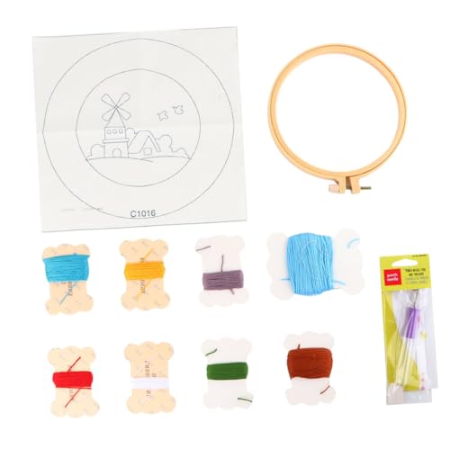 Gatuida Rundes Stickerei Basis DIY Punch Needle Set mit Wolle Fäden und Nadeln für Kreative Heimprojekte Windmühlen Muster Gatuida Rundes Stickerei Basis DIY Punch Needle Set mit Wolle Fäden und Nadeln für Kreative Heimprojekte Windmühlen Muster von Gatuida