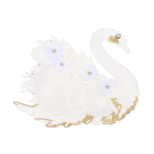 Gatuida Swan Shape Blumenstickerei Patch Große Applikation für Kleidung DIY Handwerk Langlebige Dekoration Einfach zu Nähen Geeignet für Stoffe von Gatuida