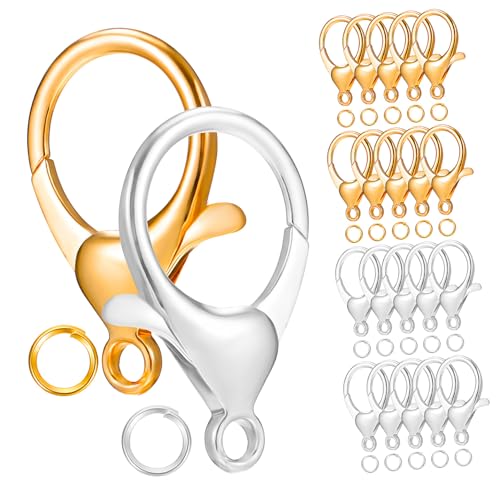 Gatuida Teiliges Schmuckverschluss Lobster Klauenkarabiner und Offene Schmucksprungringe aus Langlebiger Legierung in Gold und Silber für DIY Schmuckherstellung Sicherer Halt Vielseitig von Gatuida