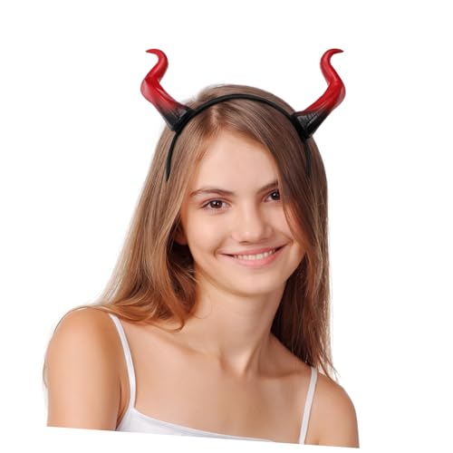 Gatuida Teufelshörner Haarreif Halloween Dämonen Kopfstück Rot-schwarz Spuk Kostüm Zubehör Für Karneval Party Bühnenauftritte von Gatuida