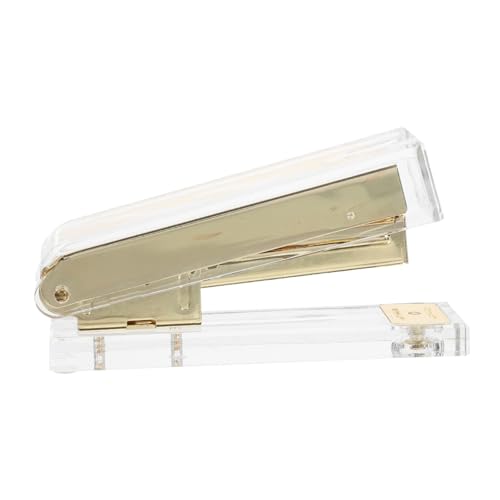 Gatuida Transparenter Acryl Tacker Goldfarbig Multifunktionaler Bürohefter Kompakter Leichter Handtacker für Schule Büro und Heimgebrauch Stabiles Heften Mehrerer Office Gadget von Gatuida