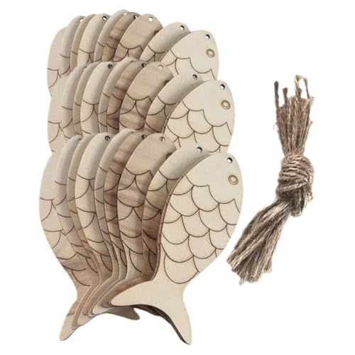 Gatuida Unfertige Holzfisch Deko zum Selbermachen mit Holzfischen und Juteseil Langlebige Holz Fische für Tischdeko DIY Bastelprojekte Vielseitige Holz Fisch Ornamente von Gatuida