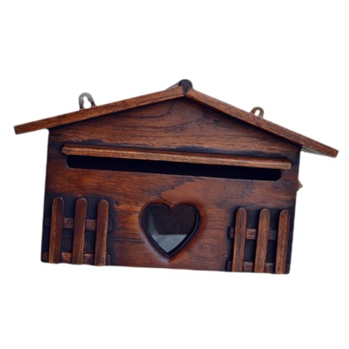 Gatuida Vintage Holz Briefkasten Wandmontage Wetterfest Vorschlagsbox Groß für Briefe Zeitungen Dokumente Posthalter Außenbereich Villa Stil von Gatuida