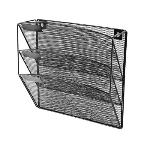 Gatuida Wand Organizer für Büro Mehrschichtiger Hängeordner aus Metall Eleganter Türordnerhalter Praktische Wandablage für Dokumente Zeitungen Magazine Schwarz von Gatuida