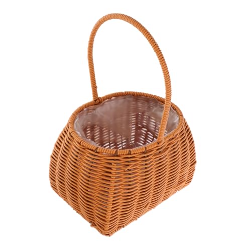 Gatuida Wasserfester Handgefertigter Rattan Flechtkorb mit Henkel Dekorativer Blumen und Geschenkekorb Sicherer Boden als DIY Blumenkorb und Fronttür Hängekorb für Obst Gemüse von Gatuida