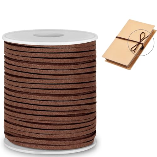 Lederschnur Lederband 45M x 3mm Faux Wildleder Schnur, Lederschnüre Wildlederband,Faux Faden Veloursleder Lederband für Ketten DIY Armband Halskette Schmuck Handwerk (Braun) von Gavenlle