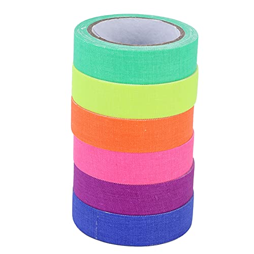 6er-Pack Regenbogenfarbenes Klebeband, Farbiges Klebeband, 6 Farben Neonband, Fluoreszierendes UV-Schwarzlicht-Glühen, Helle Klebebandfarben, 0,6 Zoll X 16,4 Fuß Für Kunsthandwerk, Farbcodierung Und D von Gavigain