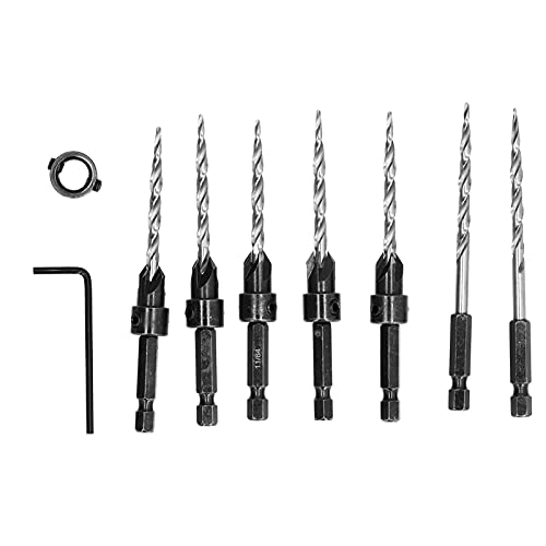 Holz Countersink -Bohrer Bit Set einstellbar verjüngte 1/4 Hex -Schaft mit Kragenschlüssel 11/64 Zoll für Holzbearbeitung Holz Countersink -Bohrer Bit Set einstellbar verjüngte 1/4 Hex -Schaft mit Kragenschlüssel 11/64 Zoll für Holzbearbeitung von Gavigain