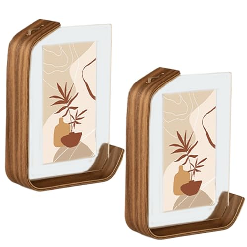 Gaxcent 2er Set Bilderrahmen,Bilderrahmen stehend 10x15 aus Holz – Moderner Acryl Bilderrahmen beidseitig sichtbar – Tischaufsteller für Fotos & Deko (Desktop),1,13 * 18cm von Gaxcent
