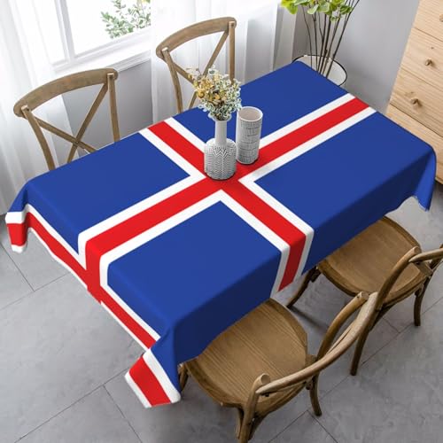 GaxfjRu Tischdecke mit Island-Flagge für Esstisch, Bauernhaus, waschbare Tischdecke für Küche und Innenbereich von GaxfjRu