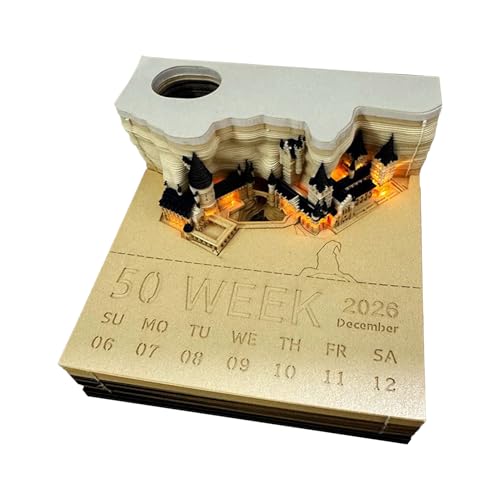 Gazocua 3D Kalender | 3D Schreibtischkalender 2026,Planer Mit LED-Beleuchtung Papierkunst Notizblock Für Feiertage Alltag Einweihungspartys Studenten Weihnachten Schlafzimmer Familie Gazocua 3D Kalender | 3D Schreibtischkalender 2026,Planer Mit LED-Beleuchtung Papierkunst Notizblock Für Feiertage Alltag Einweihungspartys Studenten Weihnachten Schlafzimmer Familie von Gazocua