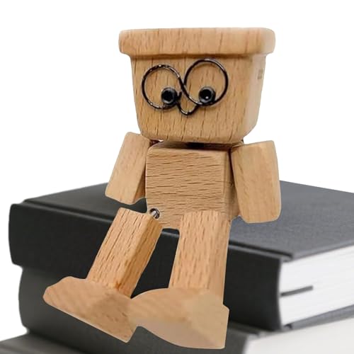 Gazocua Auto Dashboard Dekoartikel,8x5 cm Lustige Holzfigur Deko,Nicht Magnetisch,handgefertigt,Wackelnder Holzmann Figur Deko,für Auto Arbeitszimmer Wohnzimmer Vitrine Schlafzimmer von Gazocua