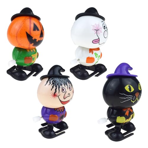Gazocua Halloween-Spielzeug zum Aufziehen - 4 Stück kreative niedliche Uhrwerk-Laufspielzeuge,Wiederverwendbares Handaufziehspielzeug. Charmantes kleines Halloween-Uhrwerkspiel für stundenlangen Spaß von Gazocua