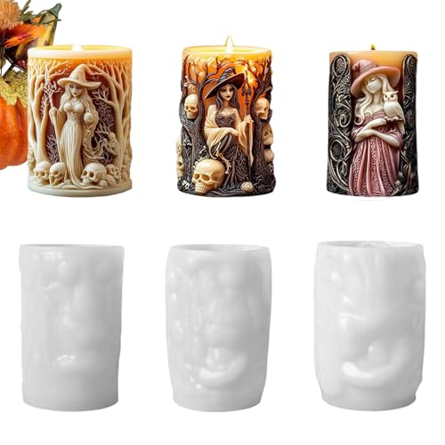 Gazocua Silikonform Kerzen Halloween,Hexen Säulenformen Kerzen,Silikonformen Gießformen Halloween Deko,Für Zuhause Alltag Urlaub Geburtstag Reise Freunde Familie Gazocua Silikonform Kerzen Halloween,Hexen Säulenformen Kerzen,Silikonformen Gießformen Halloween Deko,Für Zuhause Alltag Urlaub Geburtstag Reise Freunde Familie von Gazocua