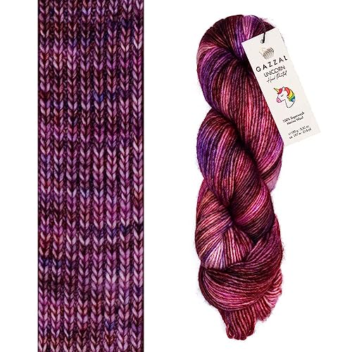 Gazzal Unicorn handgefärbte 100% superwash Merinowolle zum Stricken und Häkeln (1357) von Gazzal