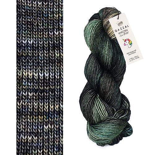 Gazzal Unicorn handgefärbte 100% superwash Merinowolle zum Stricken und Häkeln (1359) von Gazzal