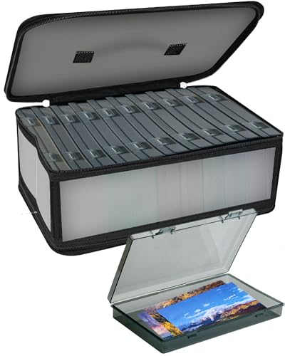 Gbivbe Foto Aufbewahrungsbox, 10 schwarz innere Fotohalter mit Deckel, Fotoboxen zur Aufbewahrung Organizer Container Case aus Kunststoff für Saatgut, Handwerk, Fotos, mit 1 Blatt Etikettensticker von Gbivbe