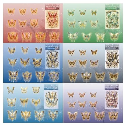 Gbloodst 120 Stück Schmetterling PET-Aufkleberset, Eis-Kristalle, Transparente Schmetterling Wasserfeste Aufkleber-Aufkleberset für Scrapbooking-Zubehör von Gbloodst