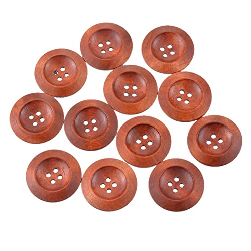 Gbloodst 200 Stück Holzknöpfe 25 mm mit 4 Löchern für Handwerk und Nähprojekte (50 pro Packung) von Gbloodst