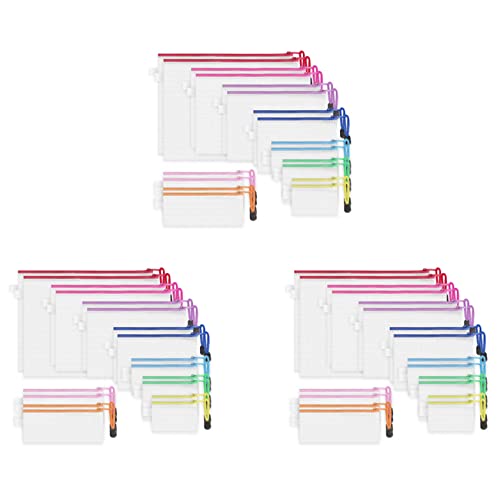 Gbloodst 54 Paket 8 Größen Reiß Verschluss Netz Beutel, Wasserdichte Reiß Verschluss Akten Beutel Dokumenten Tasche Mehrzweck (9 Farben) von Gbloodst