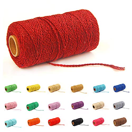 100 Yard/2 mm Baumwollseil, bunt, Handwerk, Kordel zum Stricken, für Geschenkverpackungen, Handwerk, Weinrot, 1 Stück von Gbrand