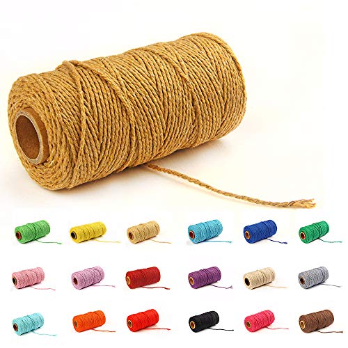 100 Yard / 2 mm Baumwollkordel bunt Handwerk Kordel zum Stricken des Seils für Verpackung Geschenk Handwerk (Braun-1) von Gbrand