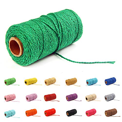 100 Yard/2 mm Baumwollseil, bunt, Handwerk, Kordel zum Stricken, für Geschenkverpackungen, Handwerk (Dunkelgrün-1) von Gbrand