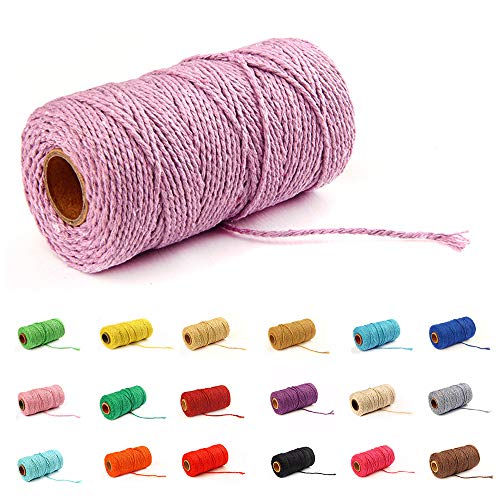 100 Yard/2 mm Baumwollseil, bunt, Handwerk, Kordel zum Stricken, für Geschenkverpackungen, Handwerk (Hellviolett-1) von Gbrand