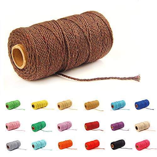 100 Yard/2 mm Baumwollseil, bunt, Handwerk, Kordel zum Stricken, für Geschenkverpackungen, Handwerk (Kaffee-1) von Gbrand