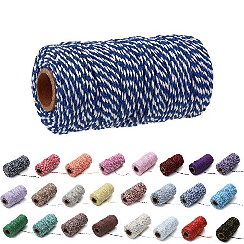 100 Yard/2 mm Baumwollseil, bunt, Handwerk, Kordel zum Stricken, für Geschenkverpackungen, Handwerk (Marineblau und Weiß) von Gbrand