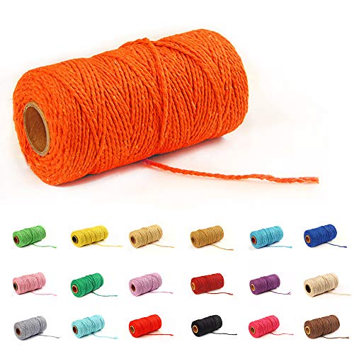 100 Yards/2mm Farbiges Baumwollseil Handwerk Strickseil für Geschenkverpackungen Handwerk (Orange-1) von Gbrand