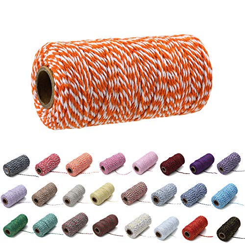 100 Yard/2 mm Baumwollseil, bunt, Handwerk, Kordel zum Stricken, für Geschenkverpackungen, Handwerk (Orange und Weiß) von Pvmn
