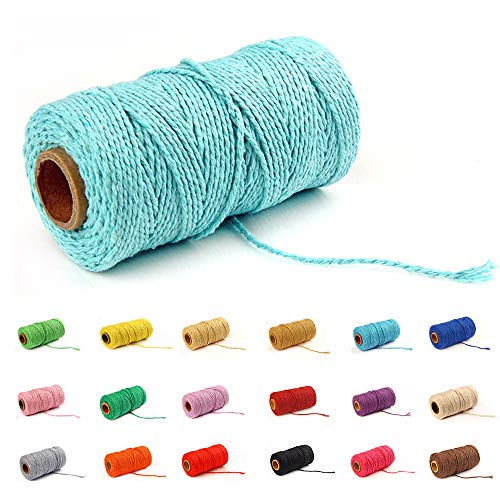 100 Yard/2 mm Baumwollseil, bunt, Handwerk, Kordel zum Stricken, für Geschenkverpackungen, Handwerk (hellblau - 1) von Gbrand