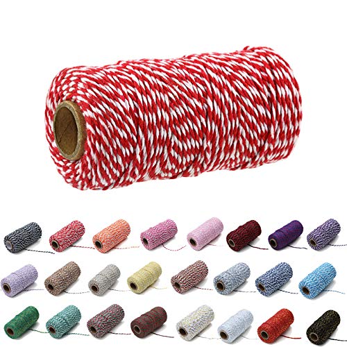 100 Yard/2 mm Baumwollseil, bunt, Handwerk, Kordel zum Stricken, für Geschenkverpackungen, Handwerk (rot und weiß-1) von Gbrand