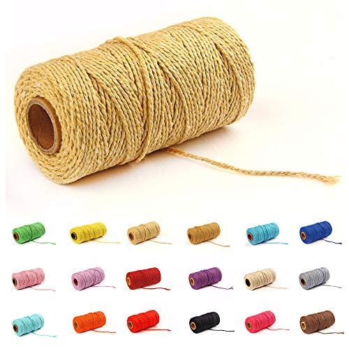 100 Yard/2 mm Baumwollseil, bunt, Handwerk, Kordel zum Stricken von Geschenken, Basteln (Hellgelb - 1) von Gbrand