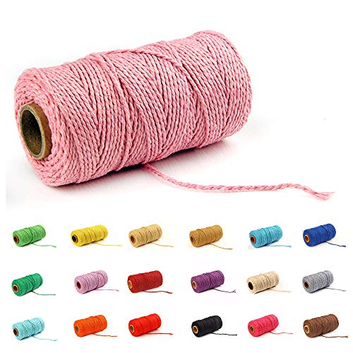 100 Yard/2 mm Baumwollseil, bunt, Handwerk, Kordel zum Stricken von Geschenken, Basteln (Rosa-1) von Gbrand