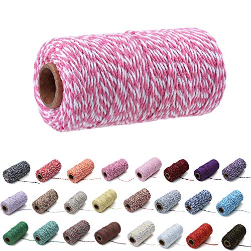 100 Yard/2 mm Baumwollseil, bunt, Handwerk, Kordel zum Stricken von Geschenken, Basteln (Rosa und Weiß) von Gbrand