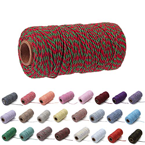 100 Yard/2 mm Baumwollseil, bunt, Handwerk, Kordel zum Stricken von Geschenken, Basteln (Rot, Grün) von Gbrand