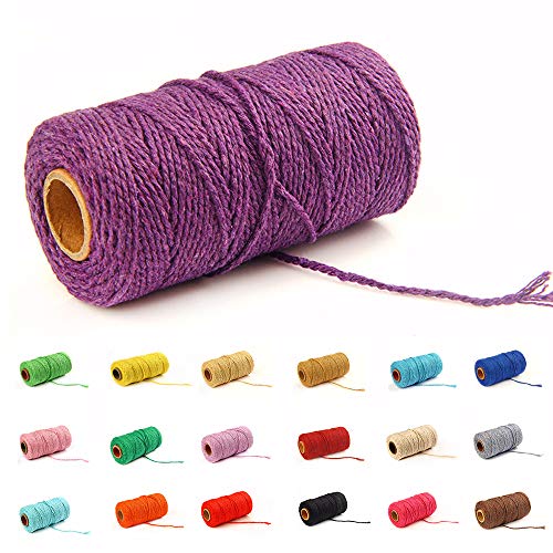 100 Yard/2 mm Baumwollseil, bunt, Handwerk, Kordel zum Stricken von Geschenken, Basteln (Violett-1) von Gbrand