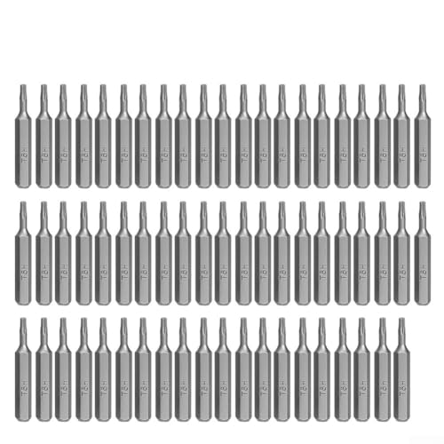 Gbtdoface 50-teiliges Torx-Bit-Set, Stern-Schraubendreher-Set, 4 mm, kleiner Sechskantschaft, Schraubendreher-Bits, Torx, Pflaumenblütenkopf-Werkzeuge (T6H) von Gbtdoface