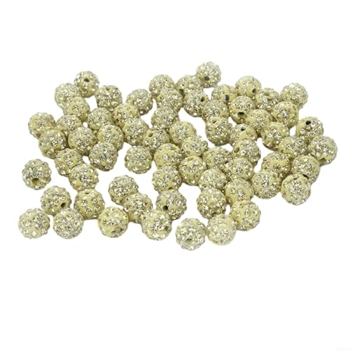 Glitzernde runde Strass-Perlen, 10 mm, 100 Stück, Pavé-Fassung, Discokugel-Perlen, Premium-Polymer-Ton, mehrere Farben Glitzernde runde Strass-Perlen, 10 mm, 100 Stück, Pavé-Fassung, Discokugel-Perlen, Premium-Polymer-Ton, mehrere Farben von Gbtdoface